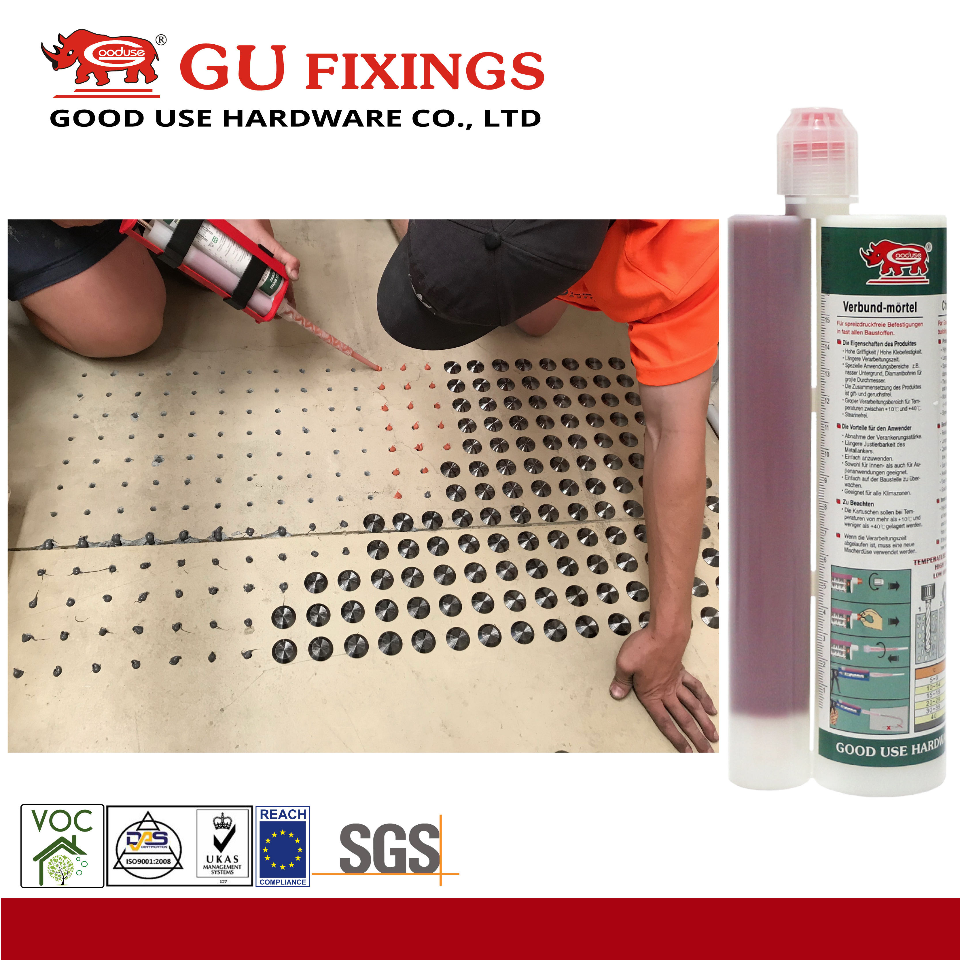 3:1 dual cartridge epoxy glue for anchoring bolts into concrete