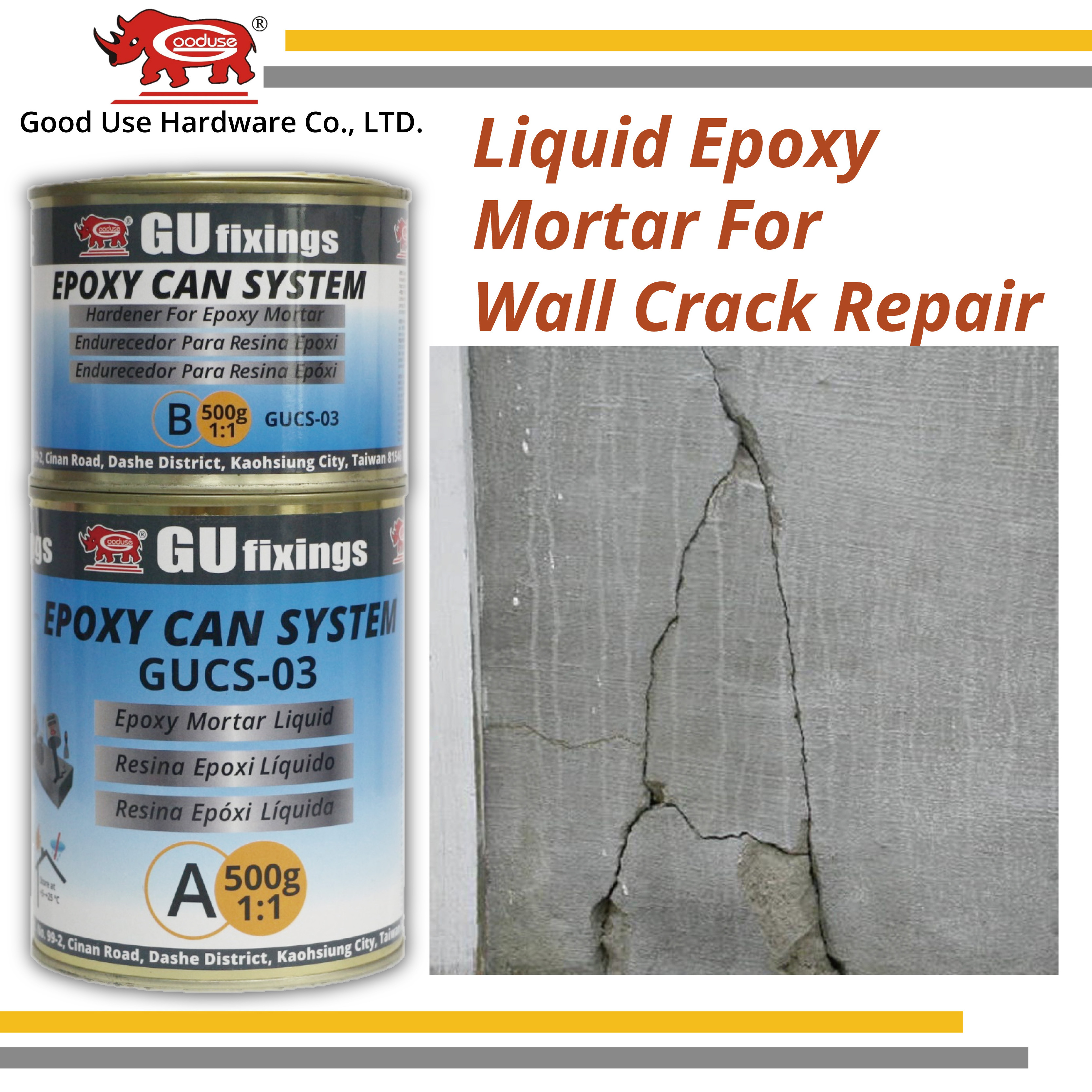 Acid resistant epoxy mortar for filling up crack on concrete floor