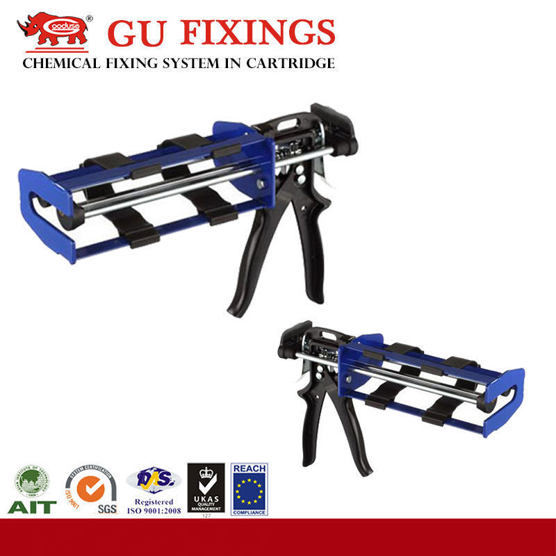 Dual cartridge epoxy anchor adhesive caulking gun