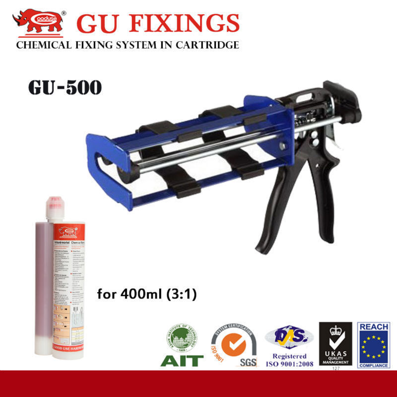 Dual cartridge epoxy anchor adhesive caulking gun