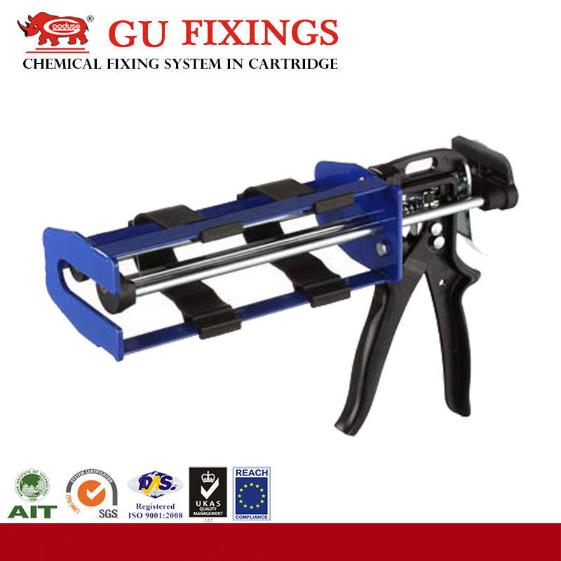 Dual cartridge epoxy anchor adhesive caulking gun