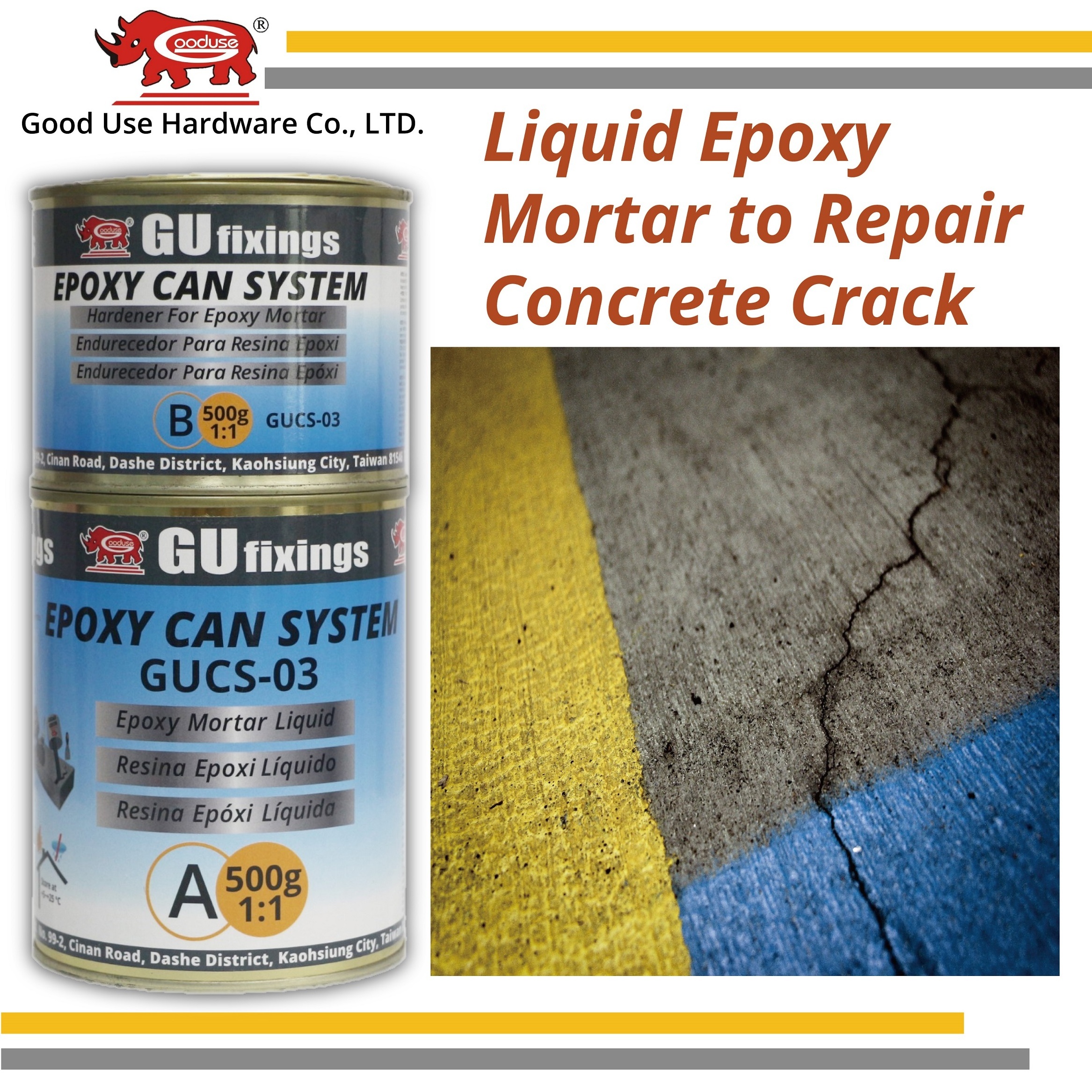 Acid resistant epoxy mortar for filling up crack on concrete floor