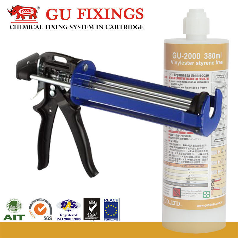 380ml caulking gun for coaxial chemical anchor cartridge gun