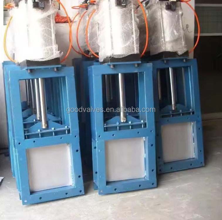 Pneumatic/Electric/ManualStainless steel/cast iron 3-sided sealed sliding gate valve   Sliding wall knife gate valve