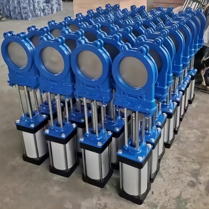 Pneumatic Operated Knife Gate Valve GGG50 WCB SS316 Pneumatic cylinder Air Control double flange lug Knife Gate Valve