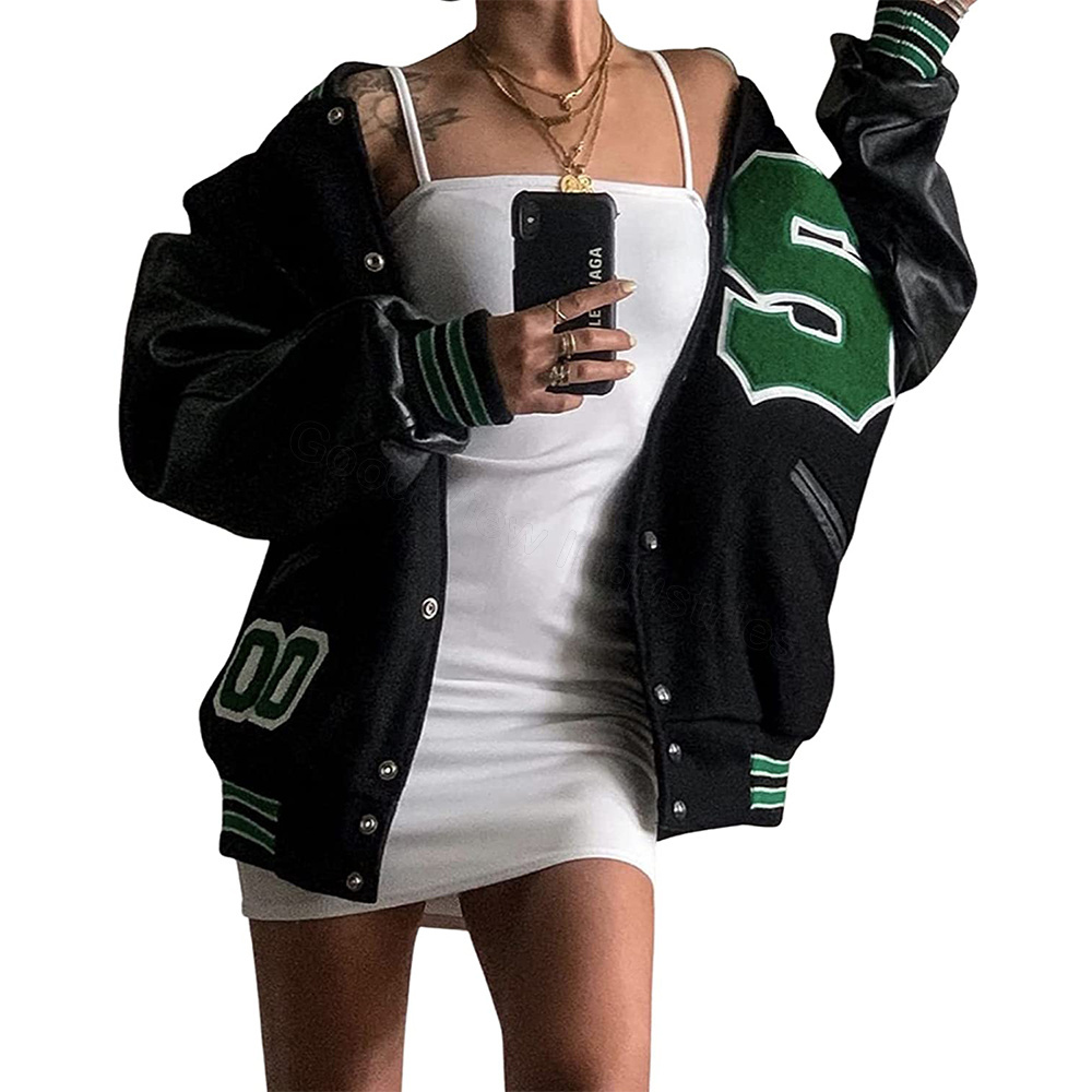 Hot Sale Women Clothing New Printing Casual Short Jackets Women's Crop Baseball Coat Cropped Varsity Jacket