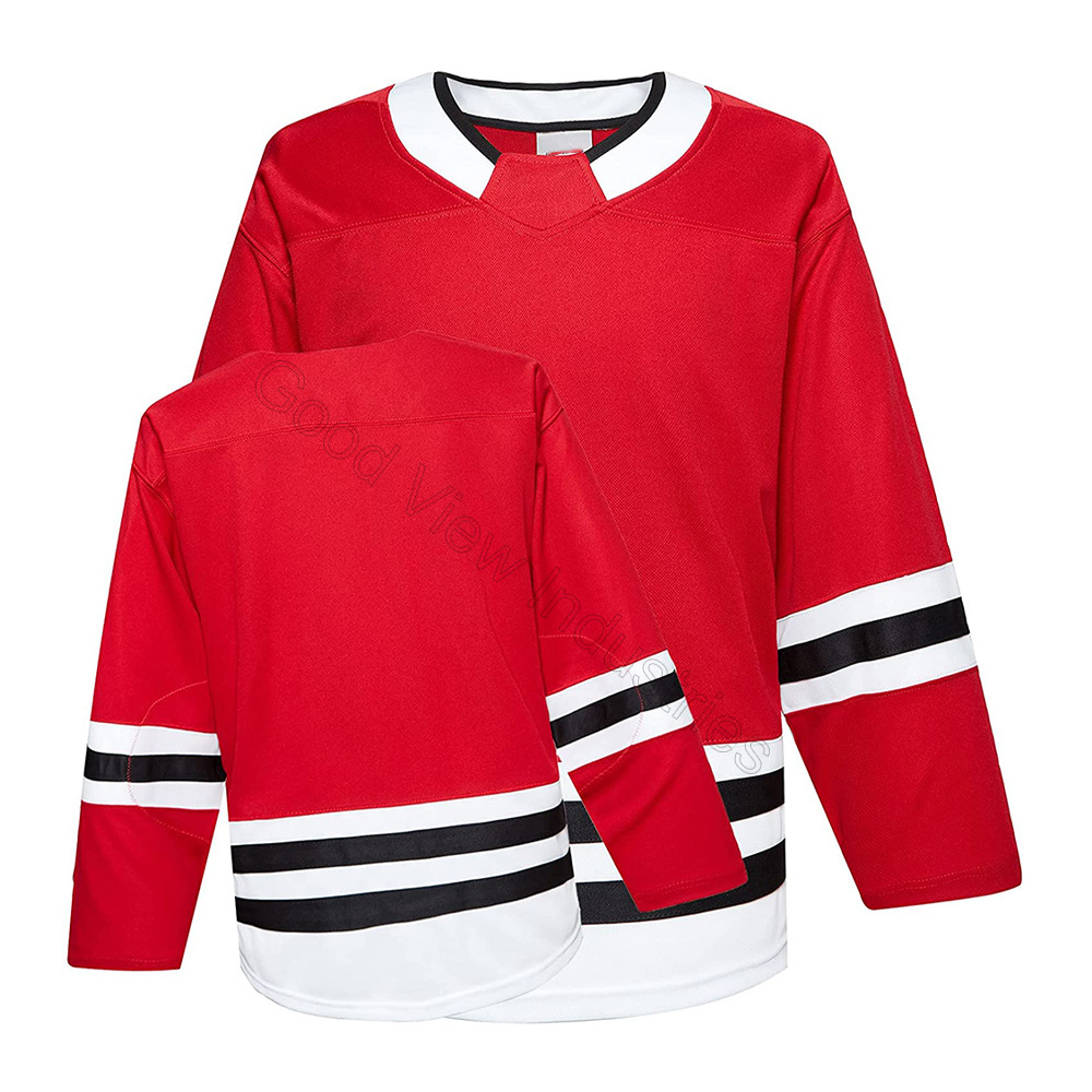 Custom design sublimated ice hockey jersey tackle twill jersey stitched embroidered hockey jerseys