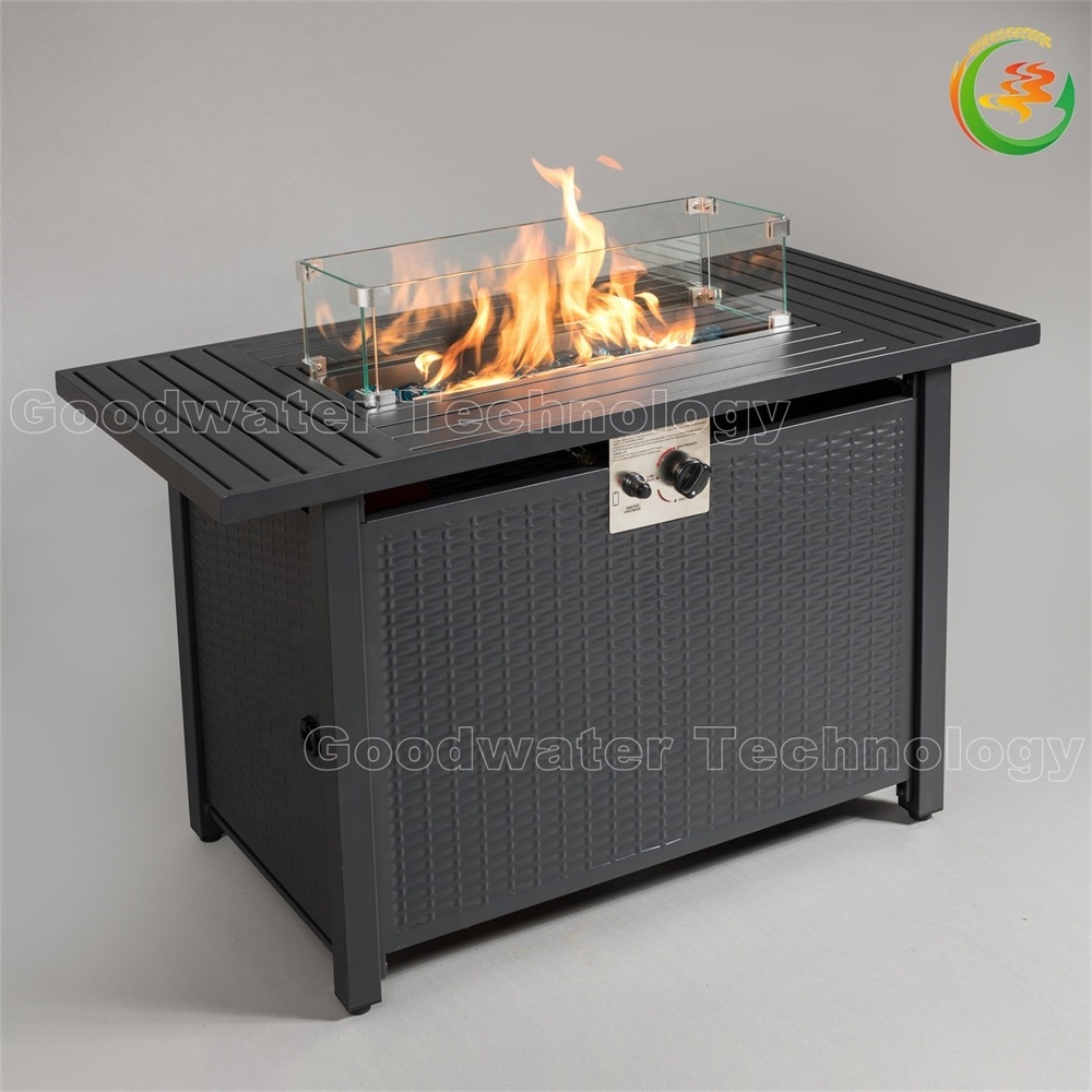 Outdoor Heater Fireplace Patio Furniture Light Weight Concrete Gas Burning Fire Pit Table with Tank Holder Fire Bowl Brazier