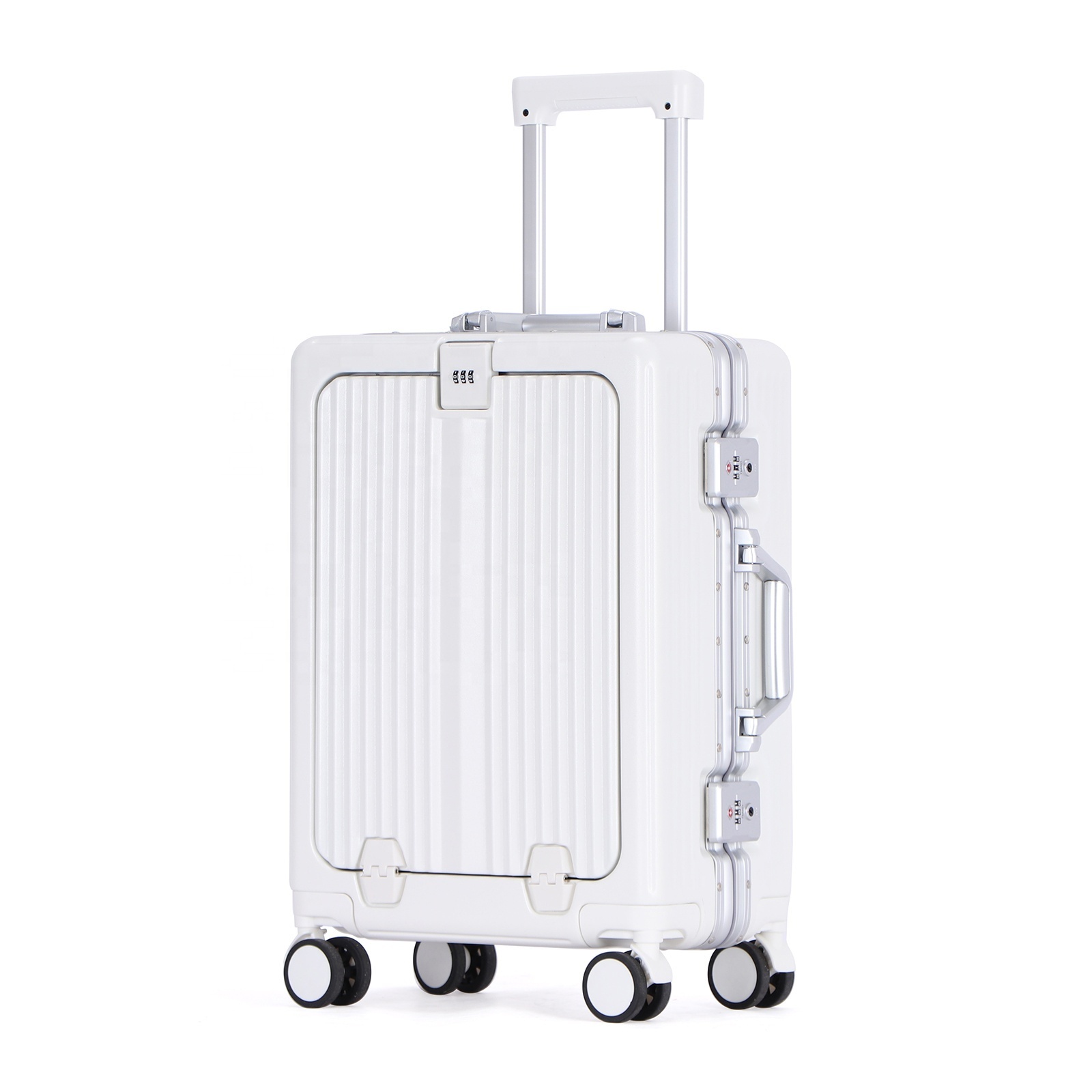 High-quality Silent Spinner 4 Wheels PC Hard Shell trolley Travel Bag Aluminum Frame Luggage with Cup Holder