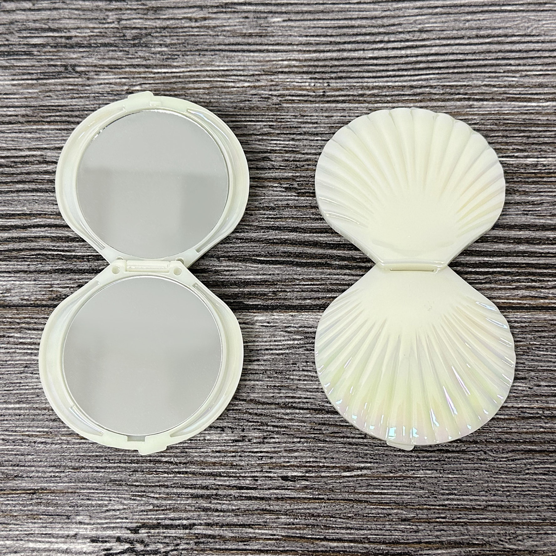 Pearl Lustrous Shell Shaped Double Sided Makeup Mirror, High Quality Nacreous Compact Mirror