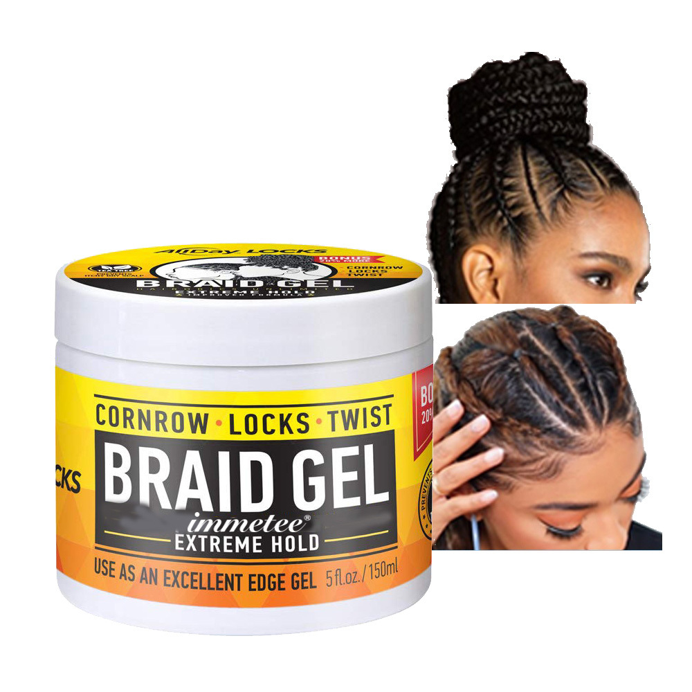 IMMETEE Braiding Gel Extra Hold All Day Firming Nourishing Loc Gel Private Label Custo locks Braid Gel Extreme Hold