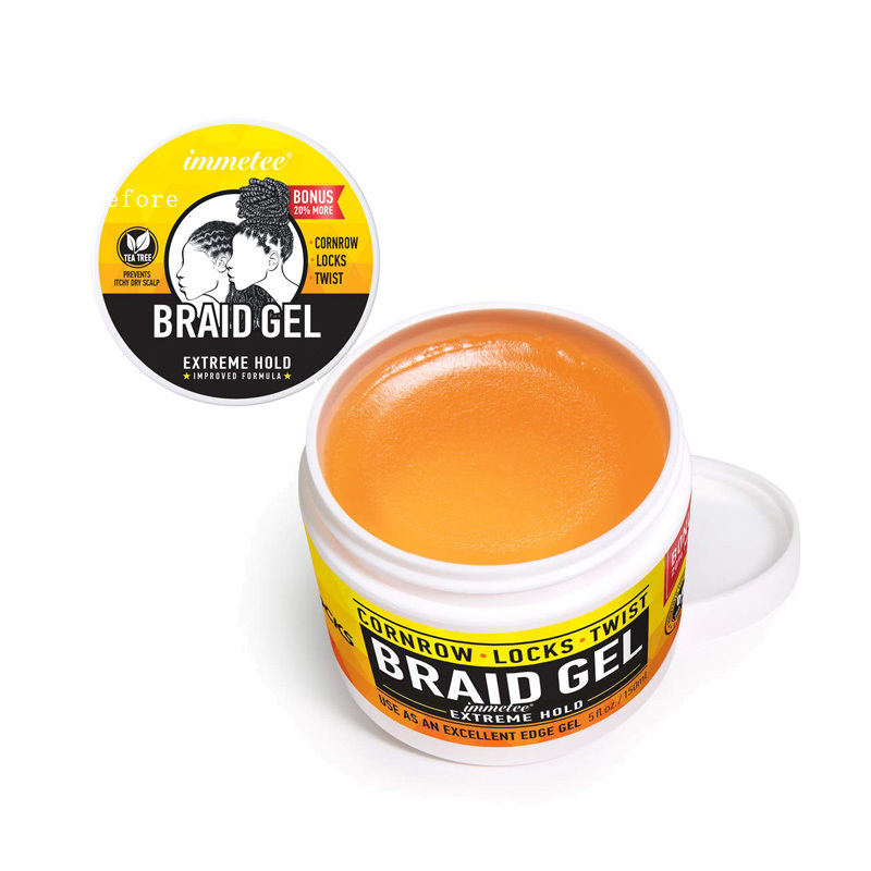 IMMETEE Braiding Gel Extra Hold All Day Firming Nourishing Loc Gel Private Label Custo locks Braid Gel Extreme Hold