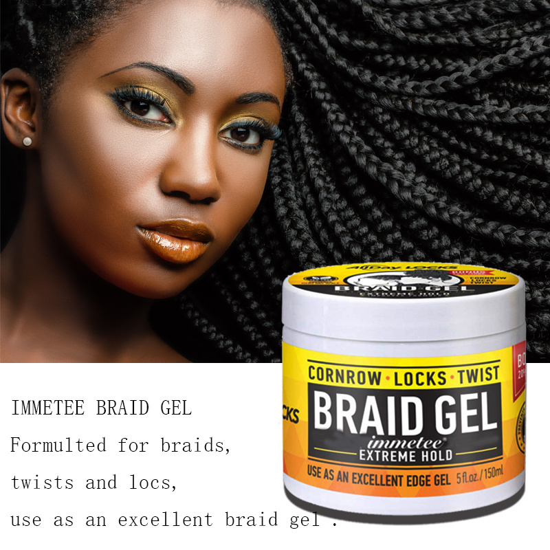 IMMETEE Braiding Gel Extra Hold All Day Firming Nourishing Loc Gel Private Label Custo locks Braid Gel Extreme Hold