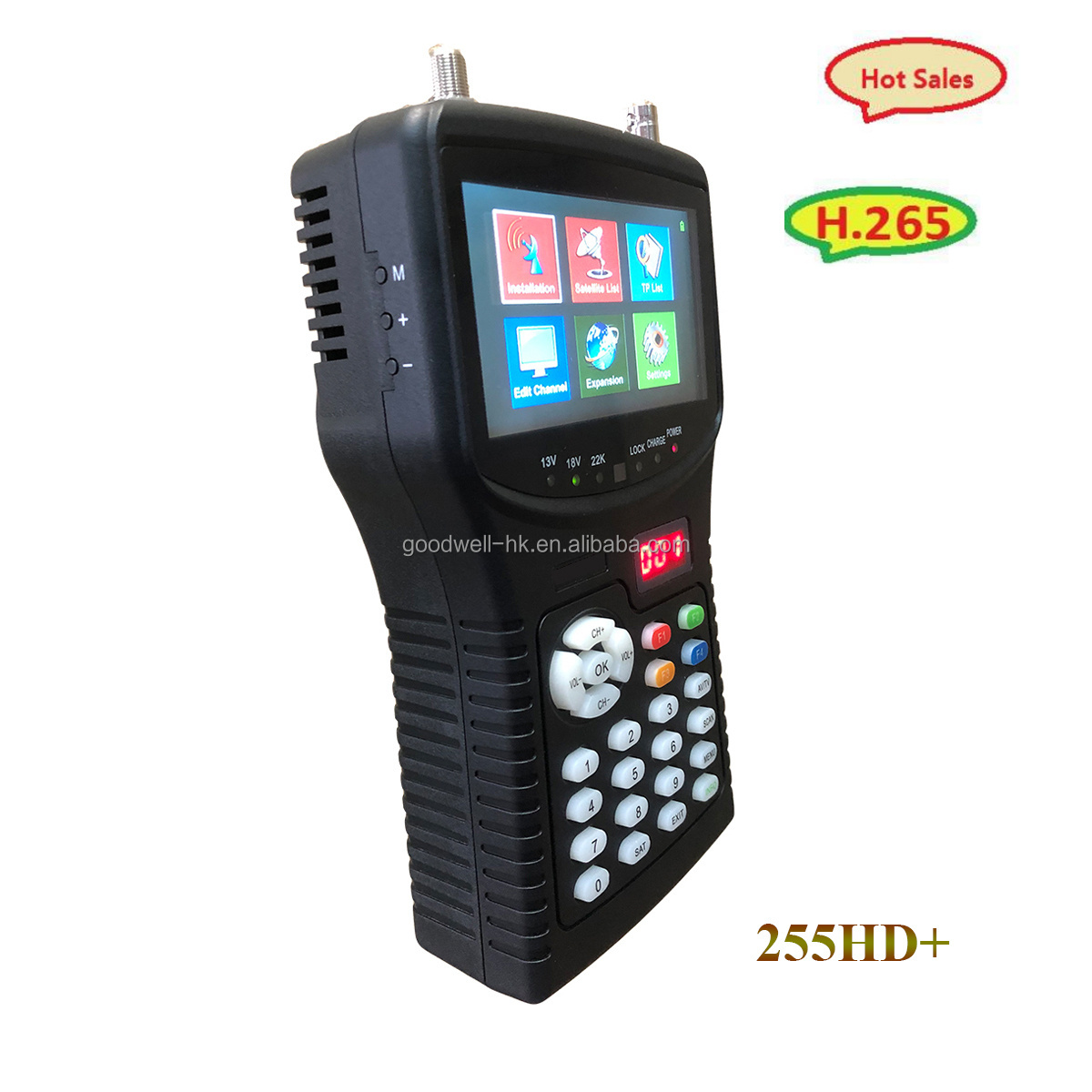 Low Price  Sat Finder Professional  4.3 inch LCD Screen H.265 DVB-S/S2/S/MPEG-4, H.265 AHD Camera Input Satellite Receiver Meter