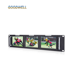 Hot Sale Three Screens Display Triple 5 Inch 800x 480 Broadcast SDI Monitor with Metal Frame