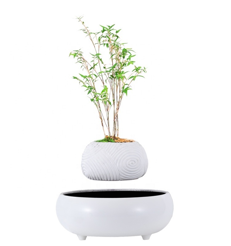 Home Decoration Simulation Potted Semi-round Ball Artificial Grass Plant Magnetic Levitation Floating Bonsai Pot