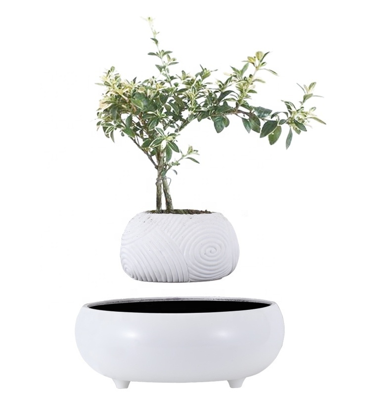 Home Decoration Simulation Potted Semi-round Ball Artificial Grass Plant Magnetic Levitation Floating Bonsai Pot