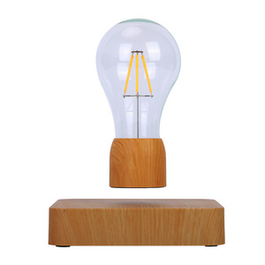 New Design Smart Rotating Mid-Air Home Decoration Reflective Touch Control Wooden Base Magnetic Levitating Floating Light Bulb