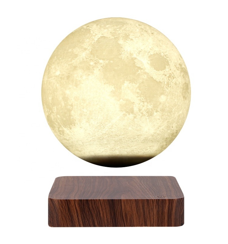 floating Hot Sales Touch Control Magnetic Levitation Three Colour 14cm Moon Lunar Led Night Room Light