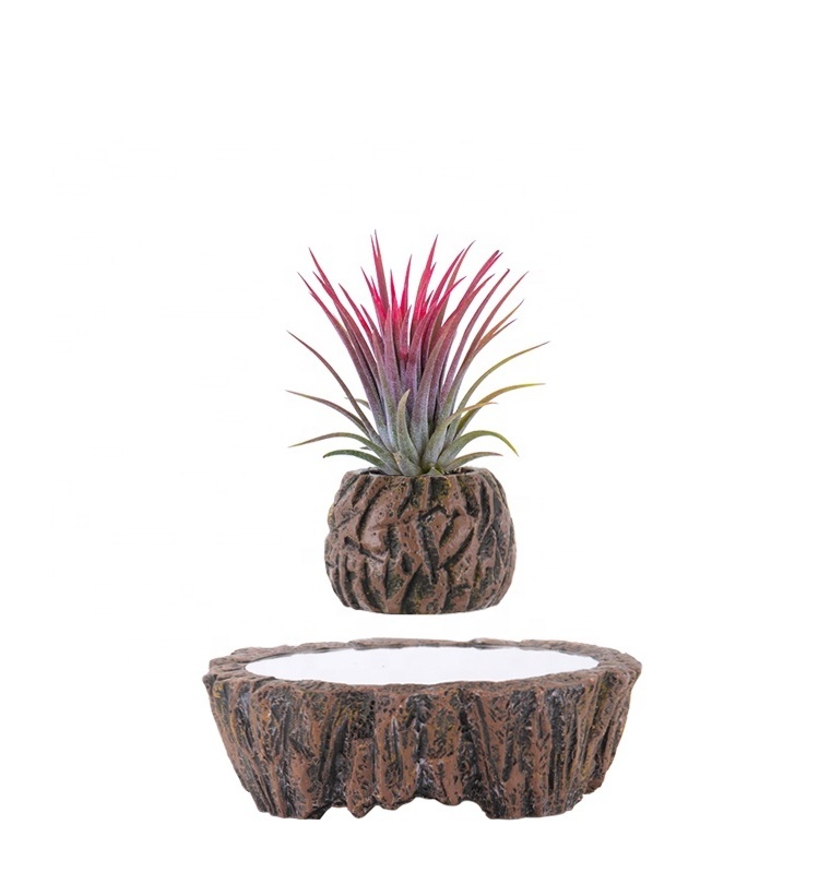 Flower Pots Manufacturers Garden Indoor Wholesale Cheap Resin Bonsai Magnetic Floating Levitating Flower Pots