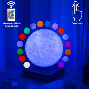 RGB 16 Color LED Starry Colorful single color LED Moon Light Remote touch control Magnetic Floating 3D Moon Bedroom Light