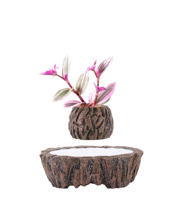 Flower Pots Manufacturers Garden Indoor Wholesale Cheap Resin Bonsai Magnetic Floating Levitating Flower Pots