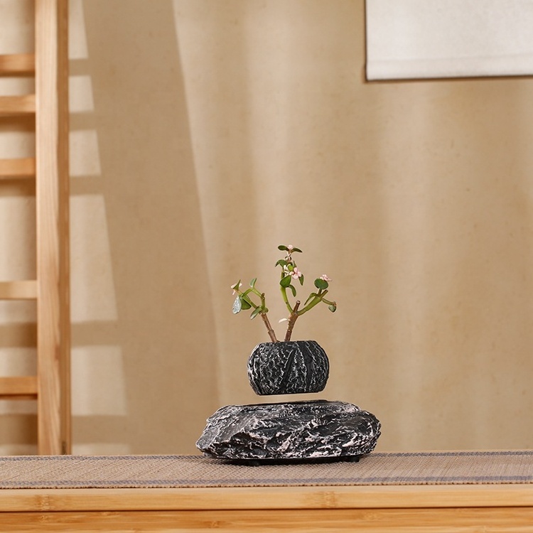 Nordic ceramic simple personality hot sell Floating Magnetic Levitation Cache Pots For Plants