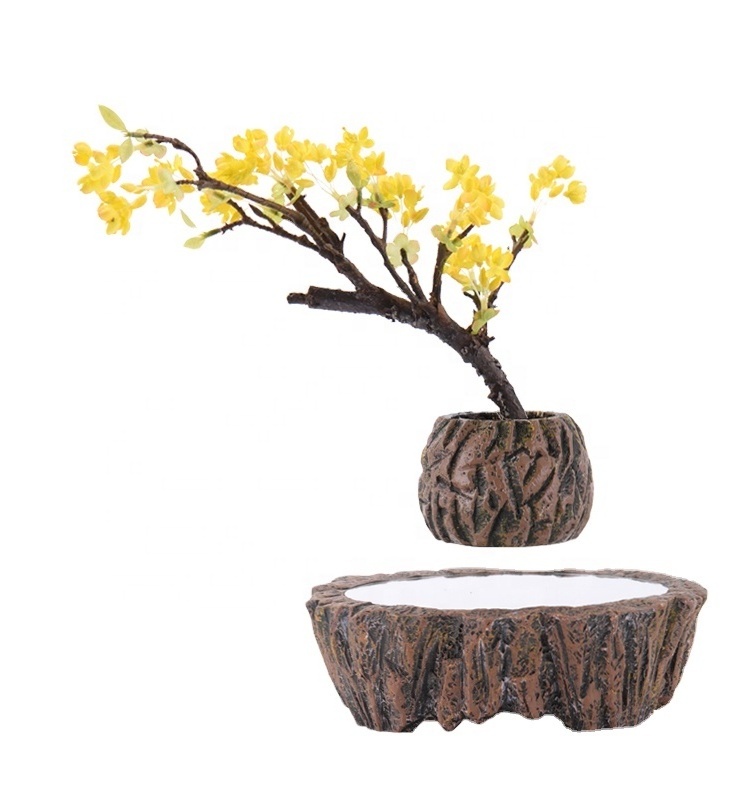 Flower Pots Manufacturers Garden Indoor Wholesale Cheap Resin Bonsai Magnetic Floating Levitating Flower Pots