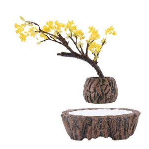 Flower Pots Manufacturers Garden Indoor Wholesale Cheap Resin Bonsai Magnetic Floating Levitating Flower Pots