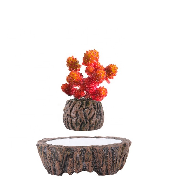 Flower Pots Manufacturers Garden Indoor Wholesale Cheap Resin Bonsai Magnetic Floating Levitating Flower Pots