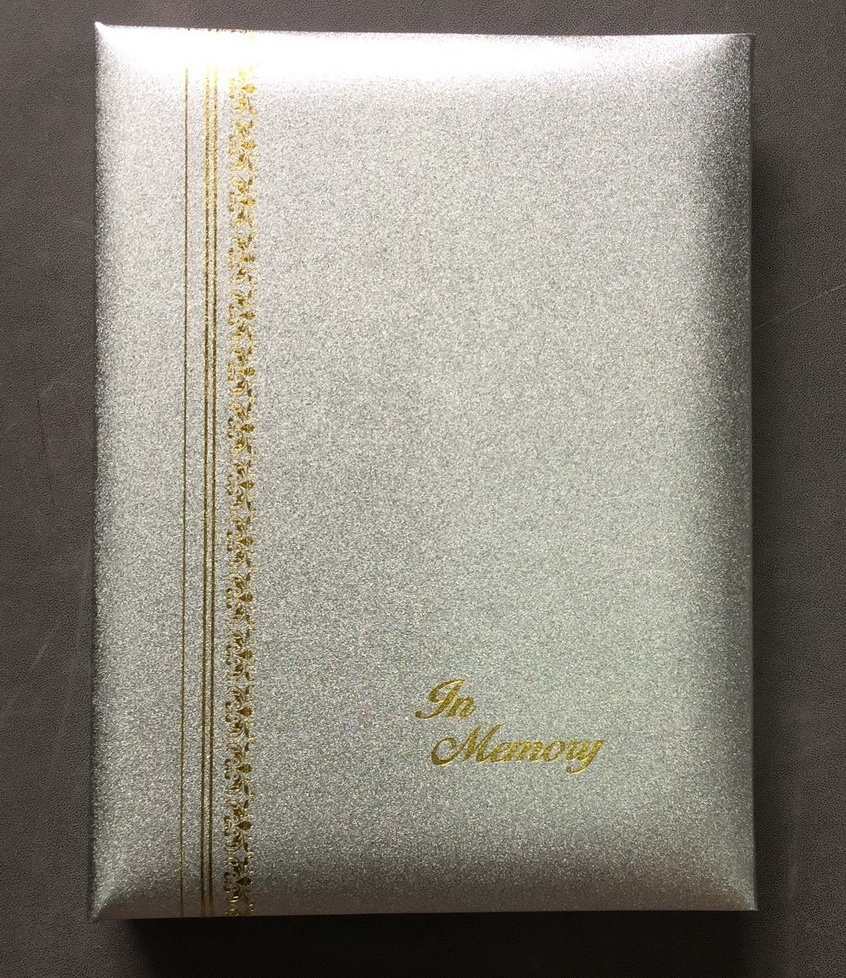 Silver Cover Funeral Memorial and Guest Book  with Quality Box