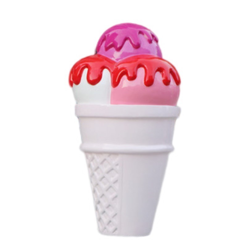 Giant Fiberglass Ice Cream Cone Props Sculpture for Shop Decoration