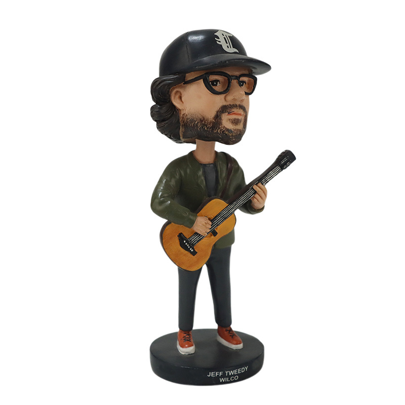 Custom Figurines Resin bobble Head Music Guitar  figurine Children's Home Desk Decor Gift resin bobblehead doll souvenir gift