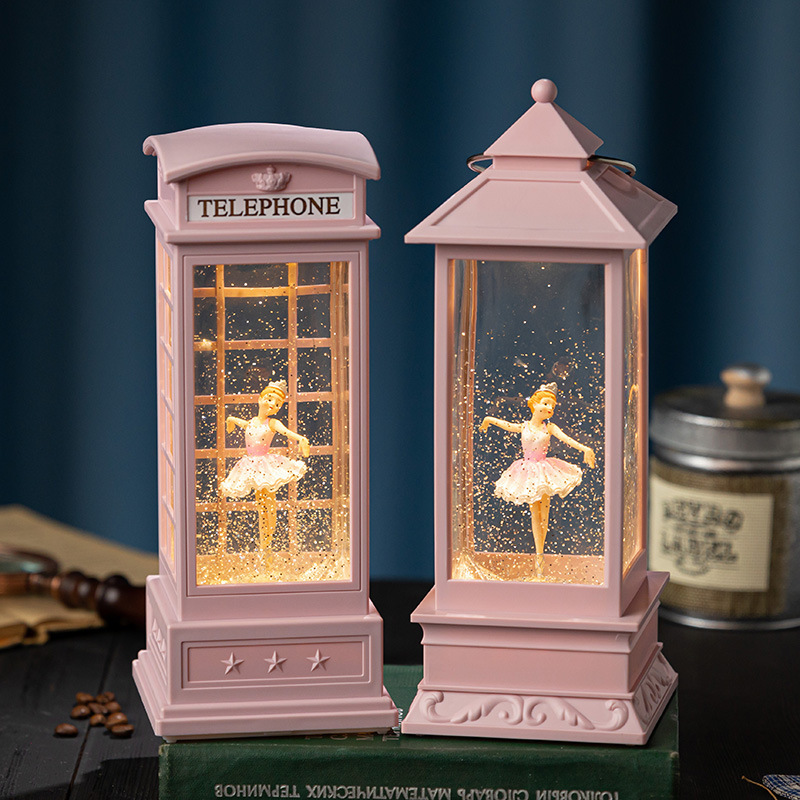 New Ballerina Lantern Light Snow Globe Kids gifts Cute girl Snowglobe with music dancer crystal ball tabletop ornament