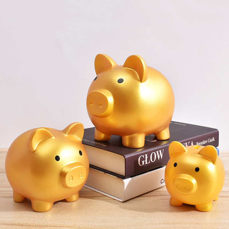 Golden Pig Large Piggy Bank Vinyl Cute Money Box Coins Savings Safe Box for Adults Kids Birthday Festival Best Gifts Home Decor