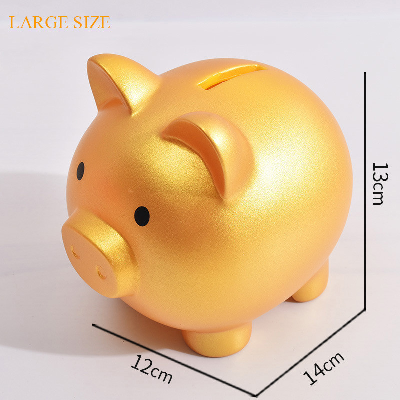 Golden Pig Large Piggy Bank Vinyl Cute Money Box Coins Savings Safe Box for Adults Kids Birthday Festival Best Gifts Home Decor