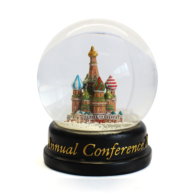 Custom made artificial 80mm snow globe home decor snow balls with cities for wholesaler city snow globe souvenirs gift