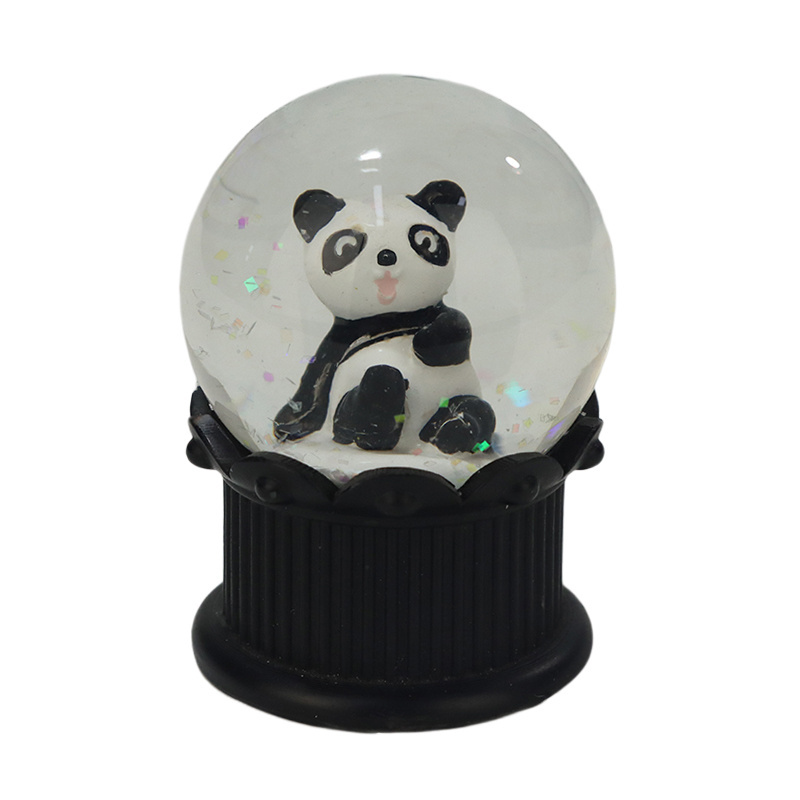 Custom Glass Ball Country Snow Globes Magnificent Ornament Souvenir Gifts Animal Figures Resin Panda Snow Ball Water Globe