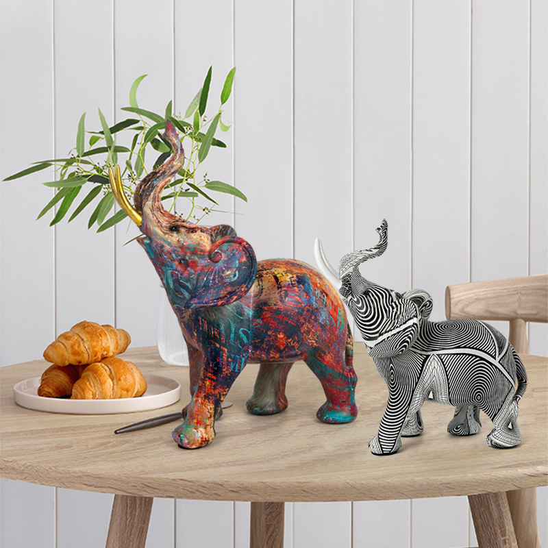 Resin Crafts Custom Wholesale Statues Vintage Elephant Figurine Home Accessories Creative Living Room Decoration