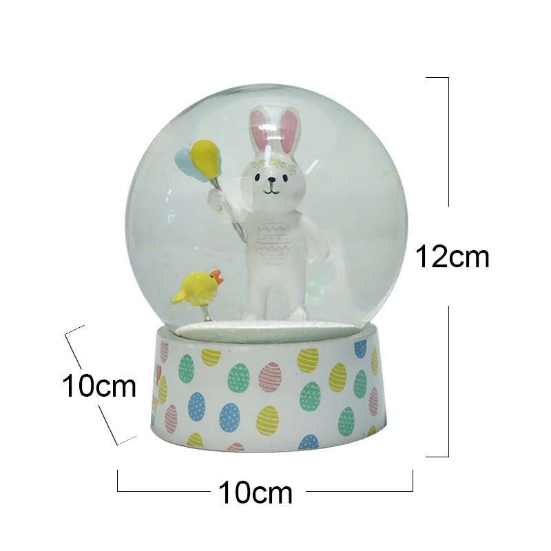 New Product Ideas 2024 Resin Crafts Decorated Easter Cute Animals Snow Globe resin rabbit figurine snow globe