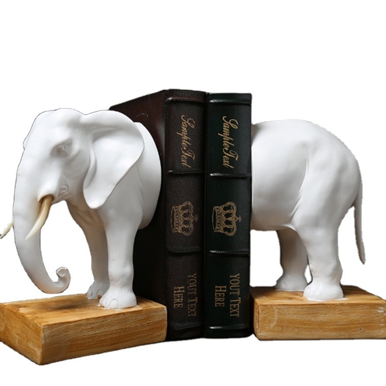 Resin Gifts Wholesale Crafts Creative Elephant Book End Figurine Home Desk Decoration Desktop Furnishing Article