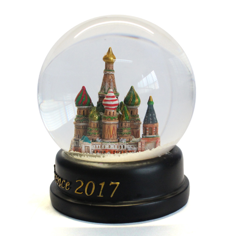 Custom made artificial 80mm snow globe home decor snow balls with cities for wholesaler city snow globe souvenirs gift