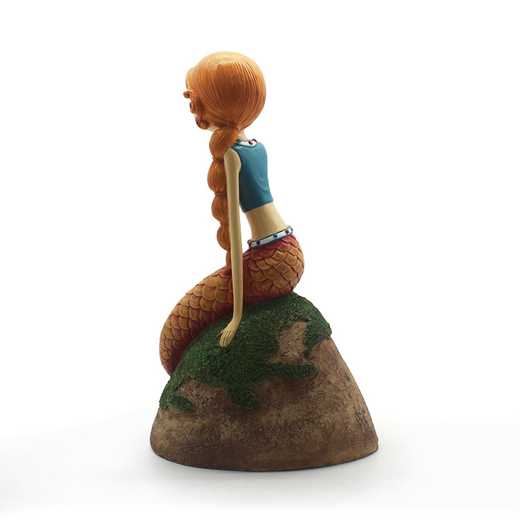 Cartoon Fairy Mermaid Statue Resin Folk Art Ornament for Home Decor Polyresin Model Figure home decor cartoon Mermaid souvenir