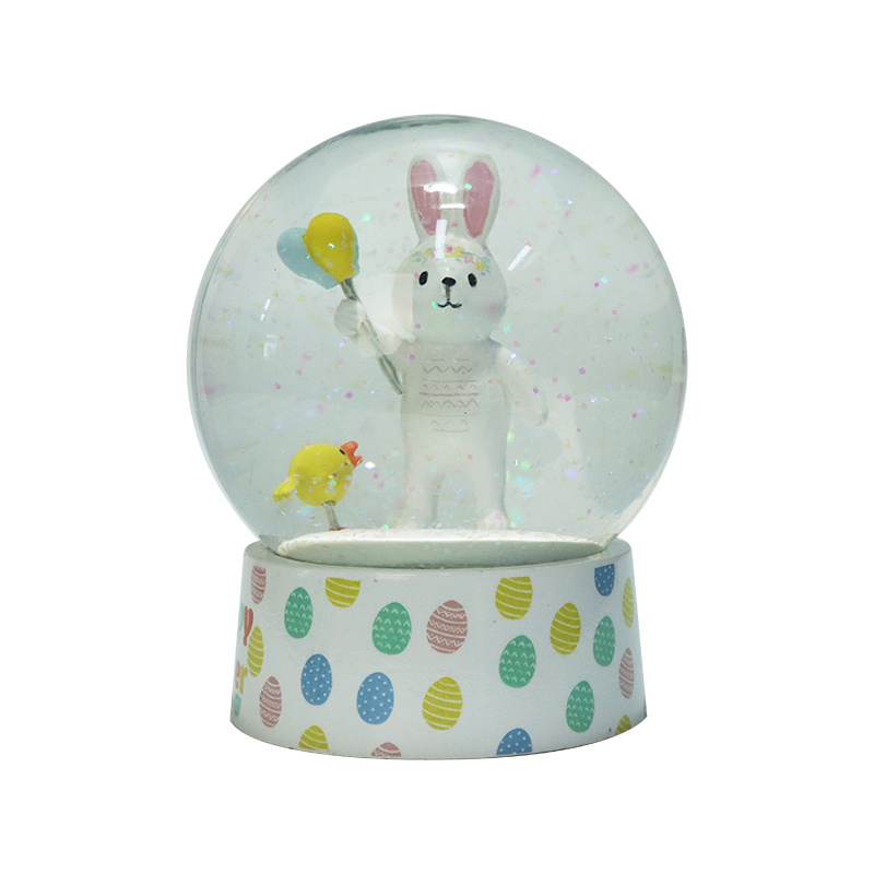 New Product Ideas 2024 Resin Crafts Decorated Easter Cute Animals Snow Globe resin rabbit figurine snow globe