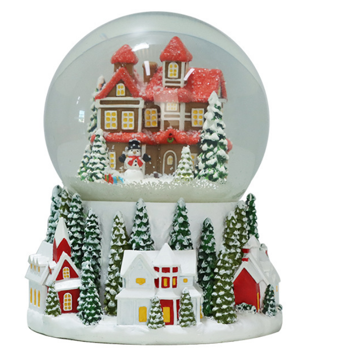 Resin custom 100mm christmas snow globe glass custom snow globe Christmas Village House landscape Glass Snowball