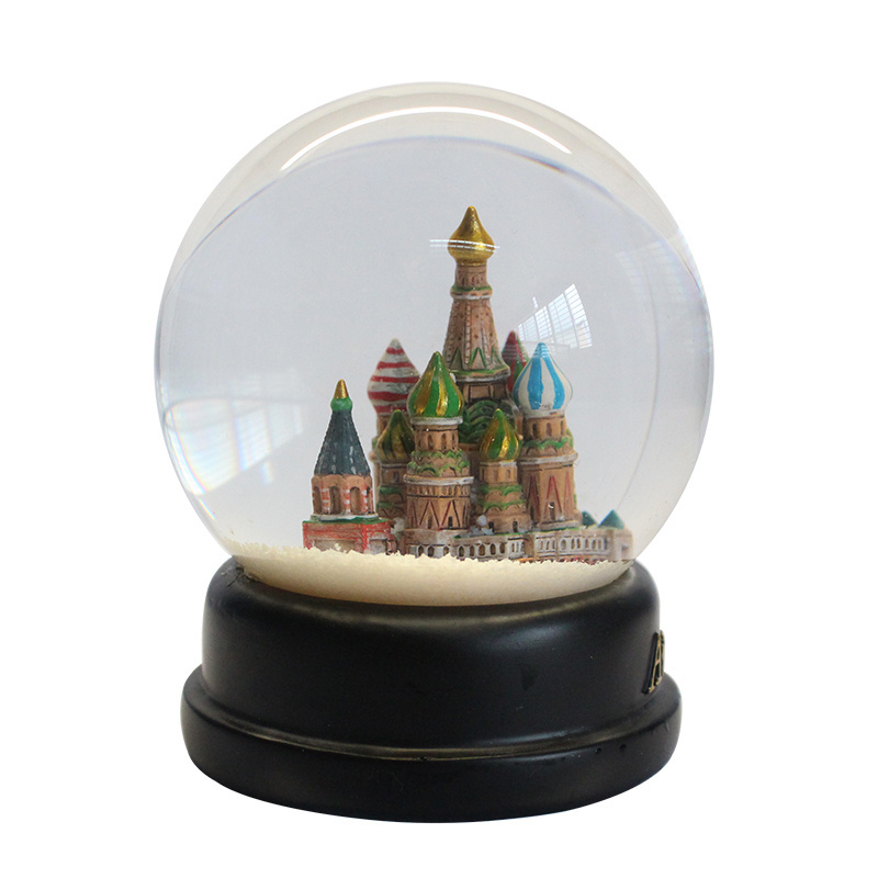 Custom made artificial 80mm snow globe home decor snow balls with cities for wholesaler city snow globe souvenirs gift