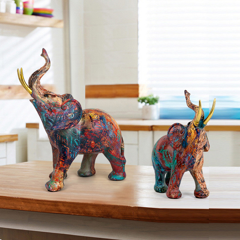 Resin Crafts Custom Wholesale Statues Vintage Elephant Figurine Home Accessories Creative Living Room Decoration