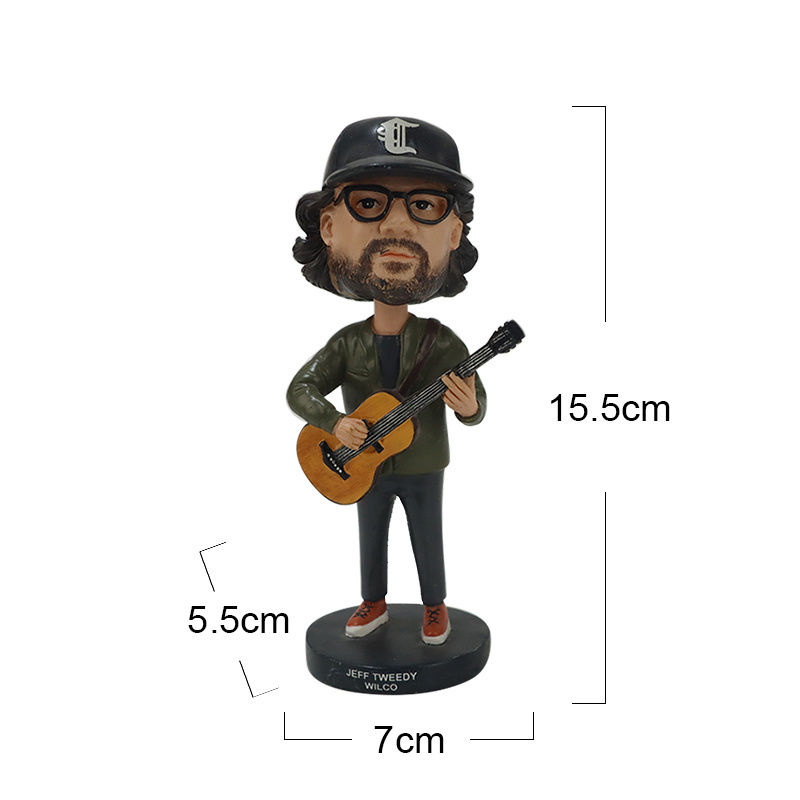 Custom Figurines Resin bobble Head Music Guitar  figurine Children's Home Desk Decor Gift resin bobblehead doll souvenir gift