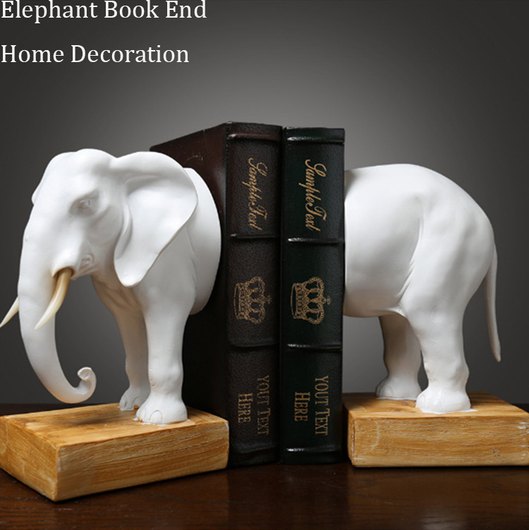 Resin Gifts Wholesale Crafts Creative Elephant Book End Figurine Home Desk Decoration Desktop Furnishing Article