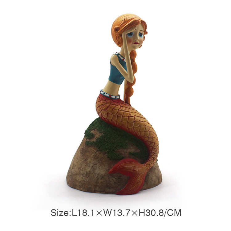 Cartoon Fairy Mermaid Statue Resin Folk Art Ornament for Home Decor Polyresin Model Figure home decor cartoon Mermaid souvenir